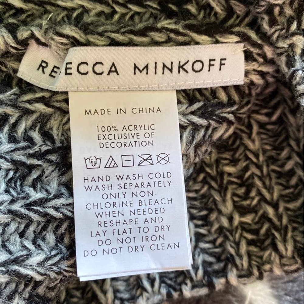 Rebecca Minkoff Marled Beanie black white pom pom - Picture 3 of 6